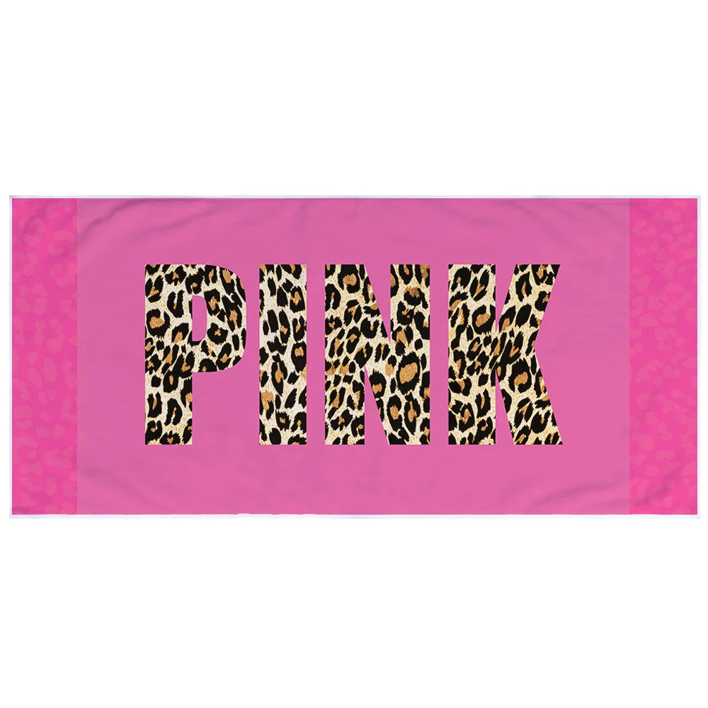

2020 150x75cm Pink Love Leopard print Beach Towel Super Absorbent Soft Microfine Travel Sport Microfiber Swimming Bath Towels