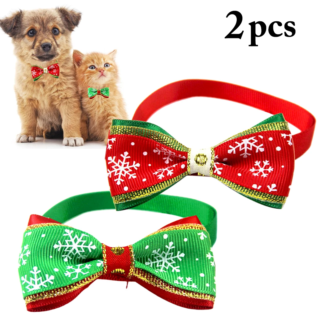 

2 шт. Рождественский ошейник для питомца Регулируемый Grosgrain лента галстук бабочка для питомца ошейник для собаки Бант Ожерелье для питомца ш...