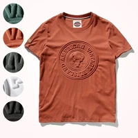 summer 2020 new embossed lettering pattern for european american mens short sleeve o neck 100 cotton t shirt plus size tops