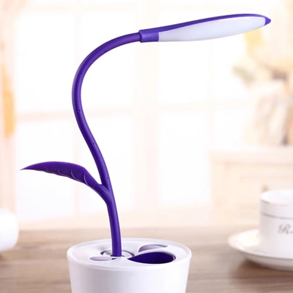 

USB LED Table Lamp Innovative Sapling Eye-protection Smart Touch Switch Charging 18650 Battery Used As Pen Holder Artistic Light