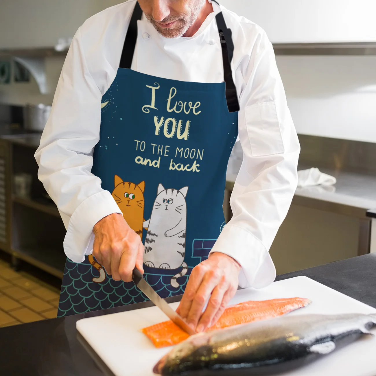 Кухонный Фартук с изображением двух кошек ночные фартуки из парусины без рукавов