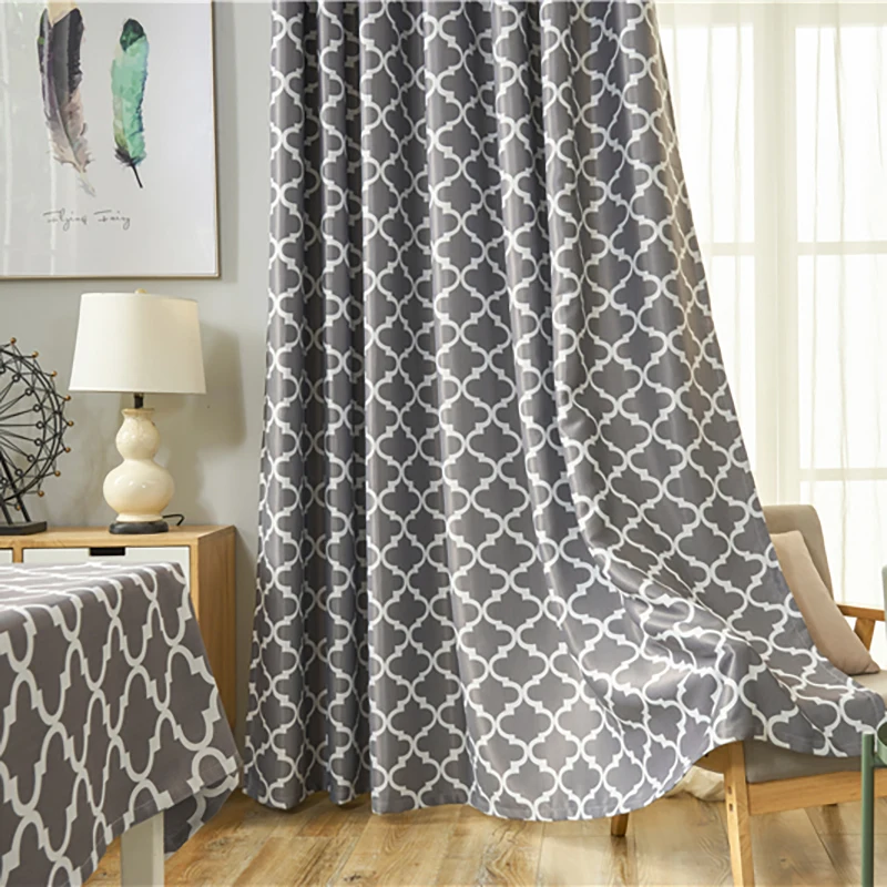 

Luxury Geometric Curtains for Living Room Modern Green/Purple/Gray Square Shape Window Drapes for Bedroom #VT