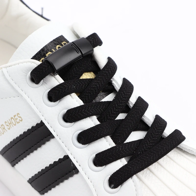 

New Metal lock Magnetic Shoe Laces Elastic Lazy Shoelace Flat Suitable For All Shoes Sneakers No Tie Shoelaces Quick Install