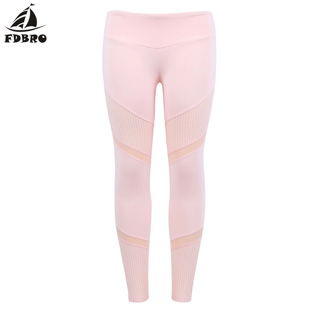 Pants FDBRO спортивный бюстгальтер леггинсы Для женщин сетки шить одежда Йога Комплект женский Фитнес спортивные брюки сексуальные топы тонкий тренажерный зал - Цвет: Pants