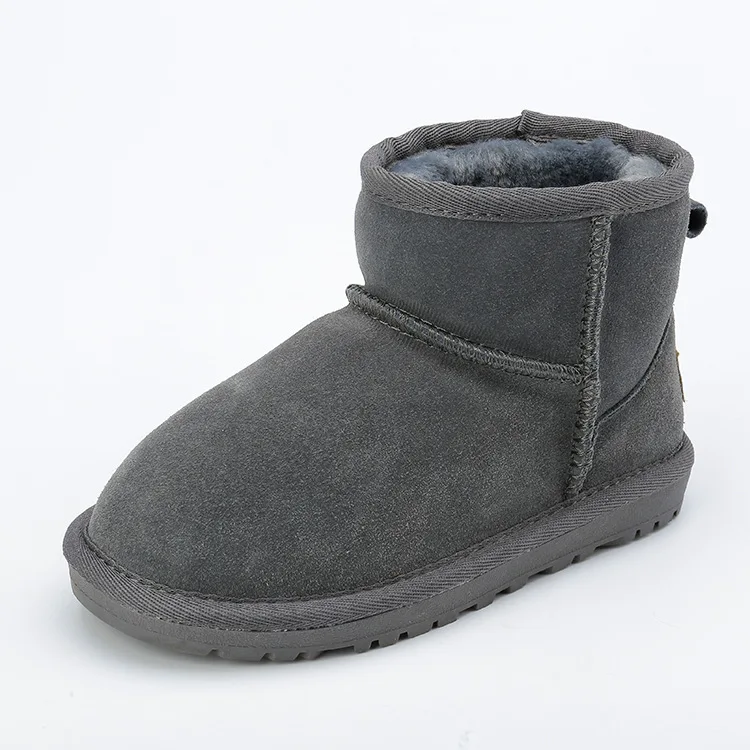 Dark gray Модные зимние плюшевые ботинки для детей; обувь для девочек; зимние теплые ботинки на меху для девочек; мягкая удобная обувь; размеры 21-35 для возраста 1 - Цвет: Dark gray