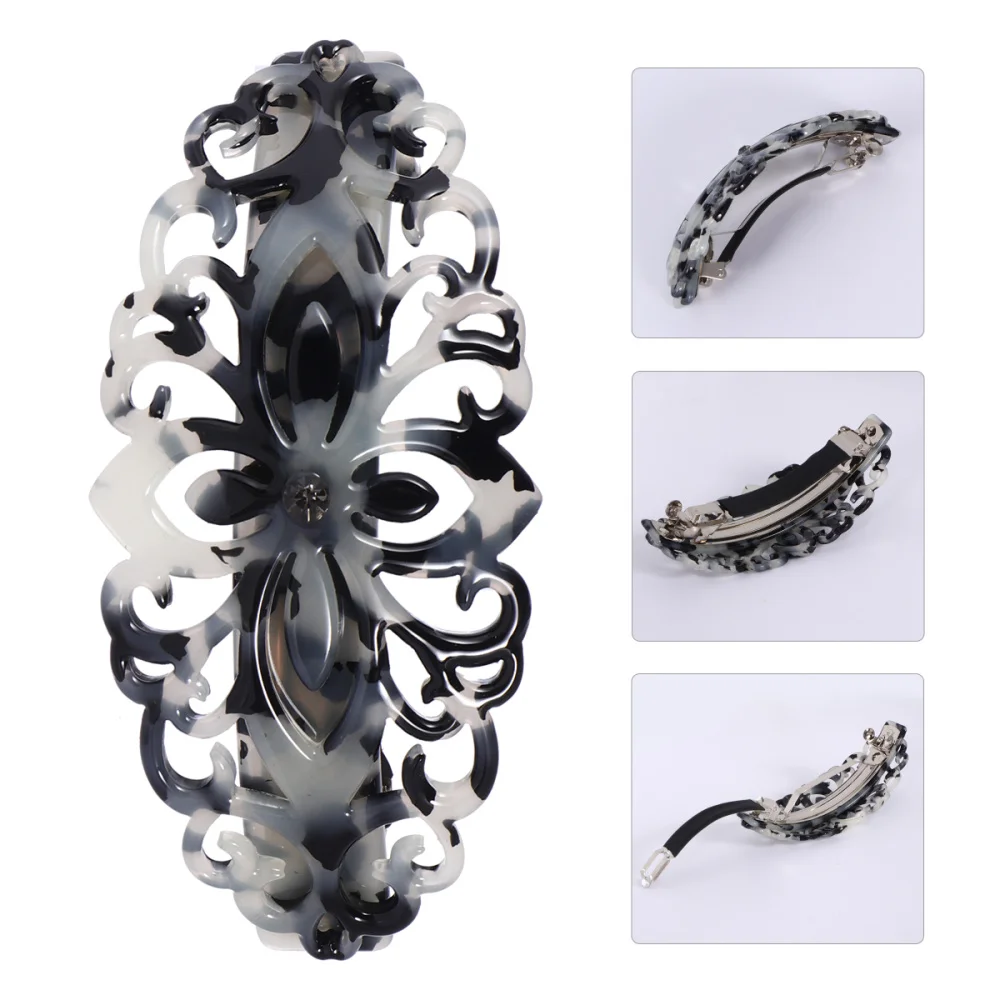 

Vintage Acetate Plate Hair Barrette Ponytail Clips Hollowing-out Clip for Girls