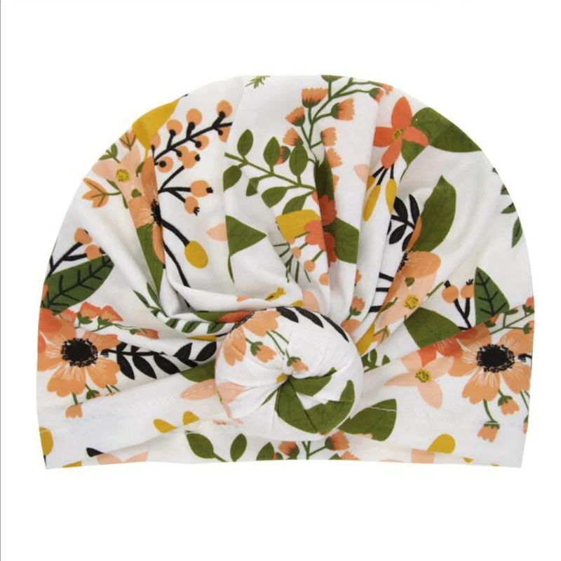 

New born baby beanie hat printing cotton soft kids hair bonnets donut sleeping cap children nightcap bonnet head wrap TBK-08A