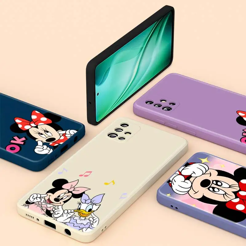 

Love Mickey Mouse Liquid Silicone For Samsung A91 A81 A72 A71 A52 A51 A50 A32 A31 A20 A30 A21S A20S A02 A01 Phone Case