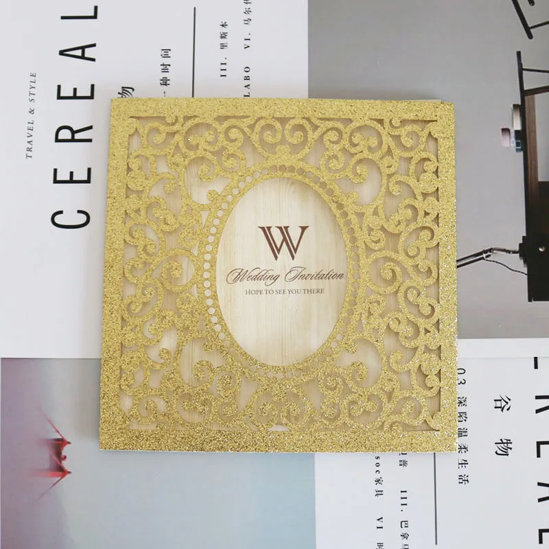 Украшенные блестками свадебные приглашения пустые Внутренние деловые