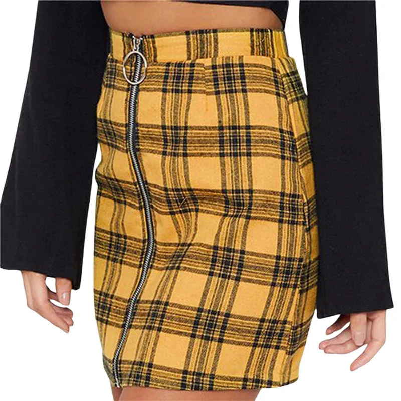 Женская облегающая мини-юбка летняя Повседневная клетчатая юбка-карандаш с