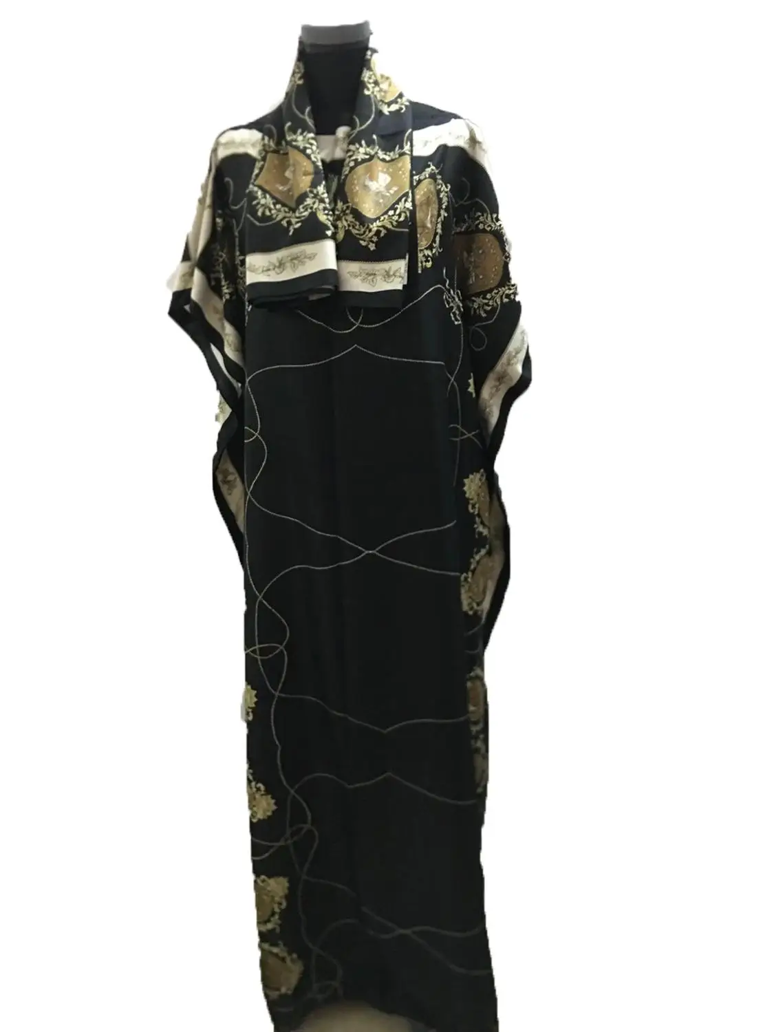 

Traditional Free Size Floral Printed Floor Length Silk Robe Africaine Femme Dashiki Middle East Muslim Women Kaftan Long dress
