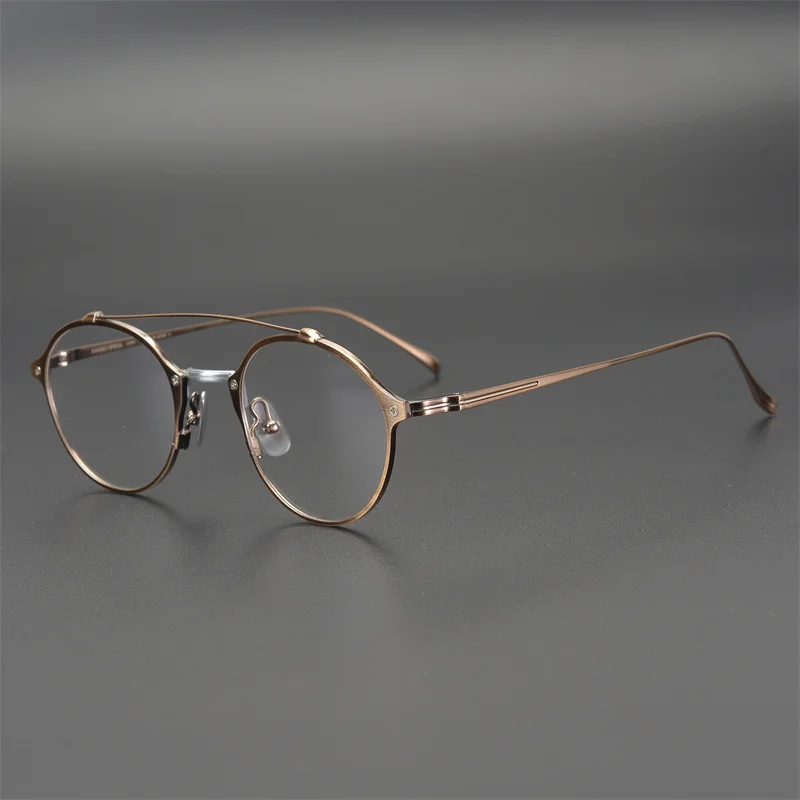 Очки-авиаторы мужские круглые в японском стиле легкая титановая оправа