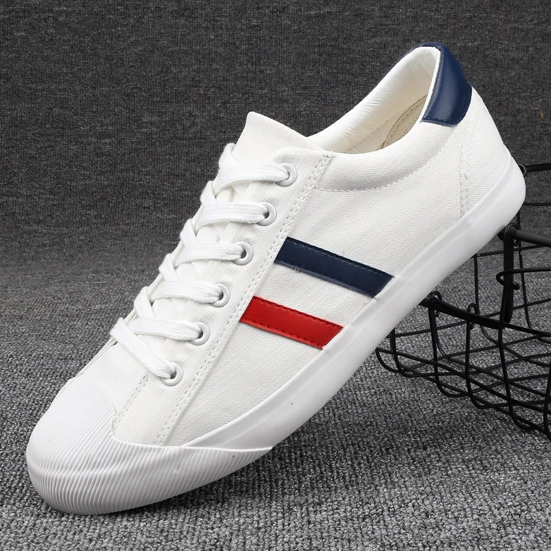 Новинка Парусиновая обувь Мужские белые кроссовки Повседневная на плоской