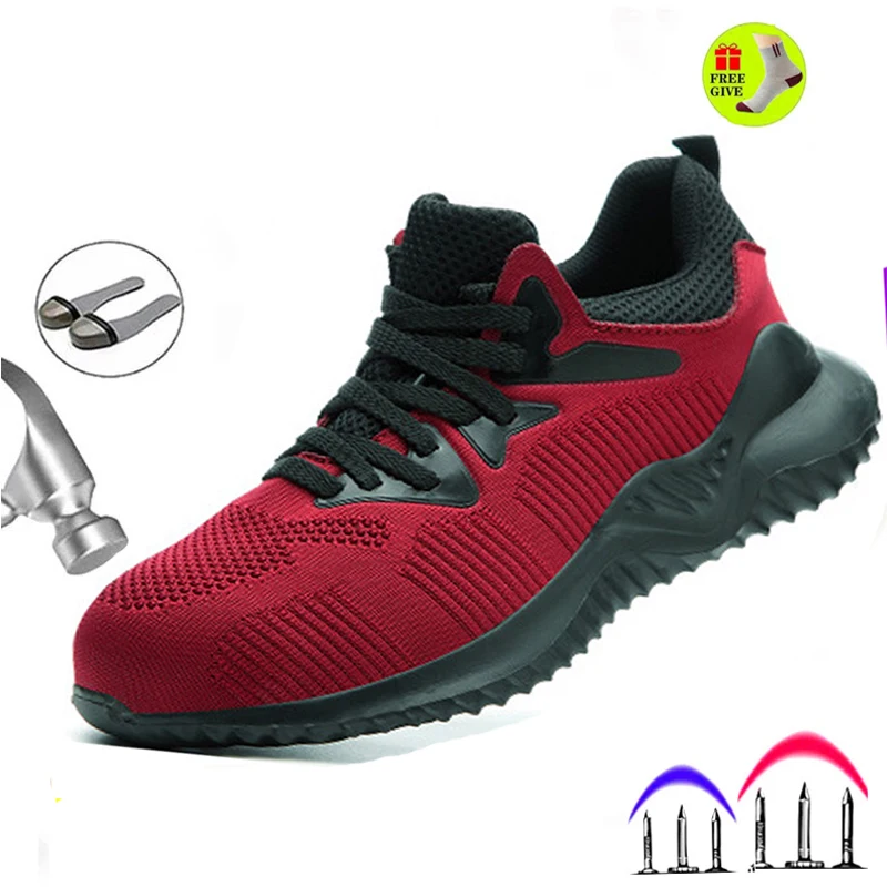 

Men's Outdoor Construction Plus Size Shoes Work Boots Steel Toe Cap Men Camouflage Safety Shoes Breathable Puncture Proof