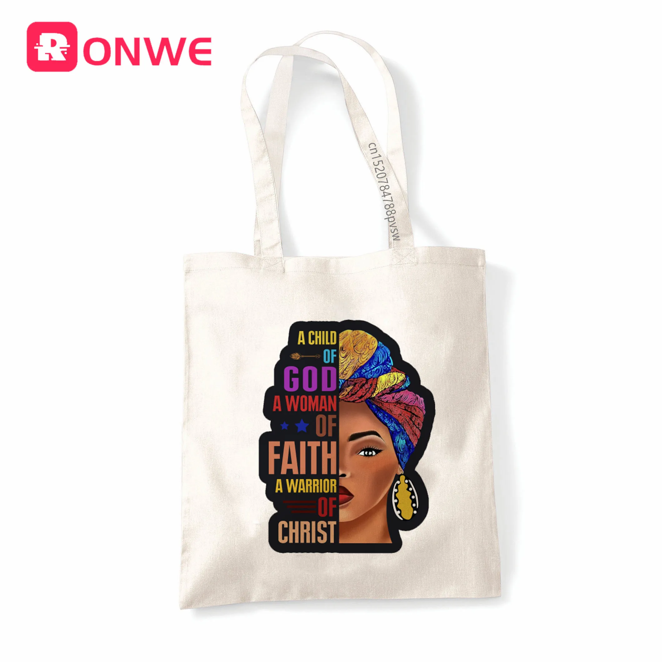 Я сильная меланин Queen многоразовые Для женщин покупок Сумки холсты эко