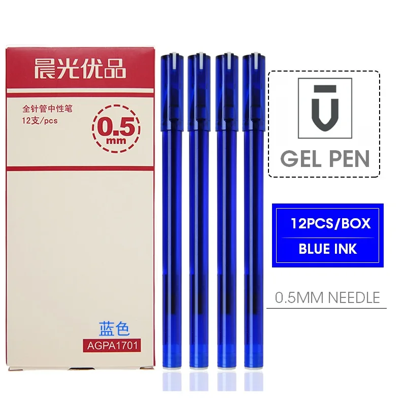 12 Pcs Blue 0.5mm M& G, 12 шт./лот, милые, кавайные, новые, простые, 0,35 мм, гелевые ручки, ультратонкие, офисные, школьные принадлежности, канцелярские принадлежности, для детей, студентов, гелевые ручки - Цвет: 12 Pcs Blue 0.5mm