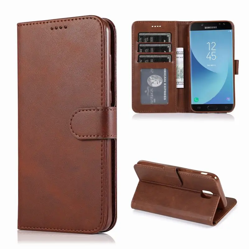 Brown Case Кожаный чехол кошелек для samsung Galaxy J5 j530, высококачественный телефона чехол на самсунг j5 J 5 530 Etui - Цвет: Brown Case