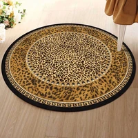 madream round carpet light luxury modern european american style leopard print rug yellow brown living room non slip floor mat