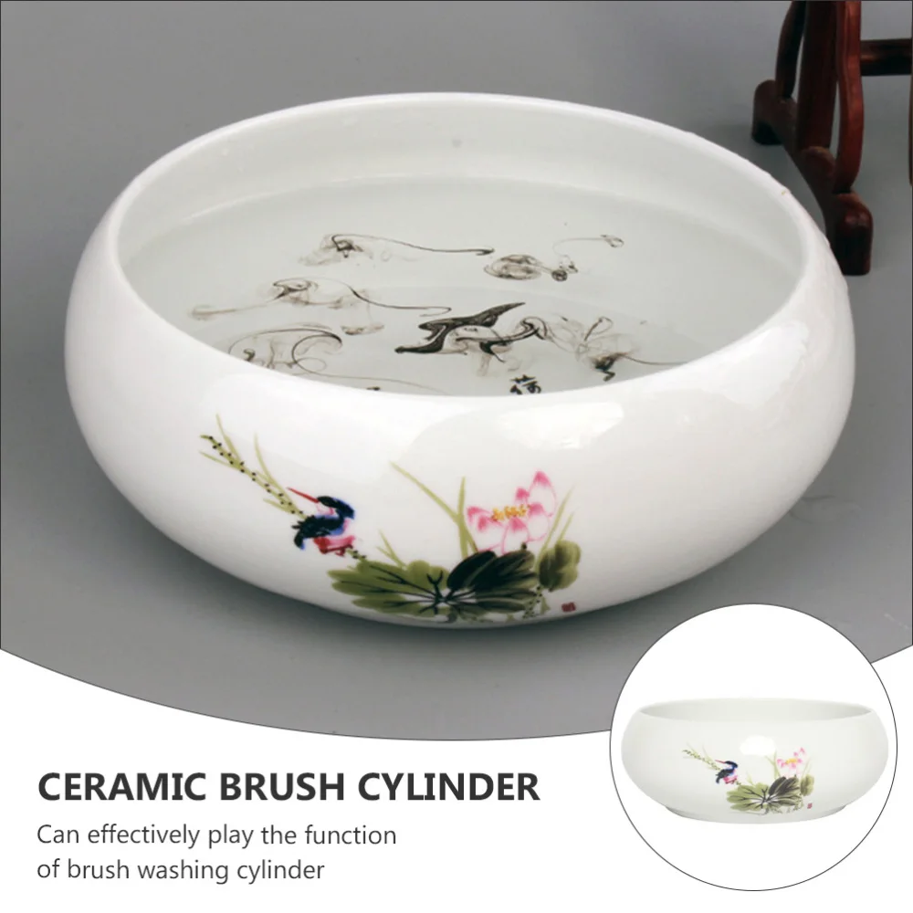 

1pc Writing Brush Washer Ceramic Washing Calligraphy Basin (Random Pattern)