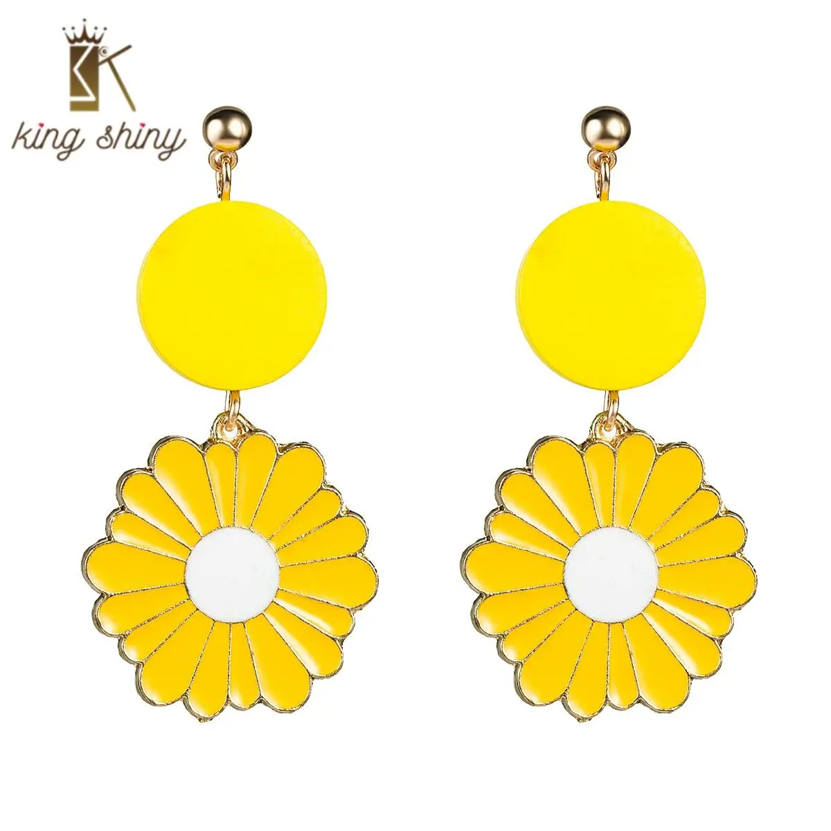 

2020 New Arrivals Korean Temperament Daisy Long Statement Dangle Earrings Sweet Flower Earrings for Woman Summer Ear Accessories