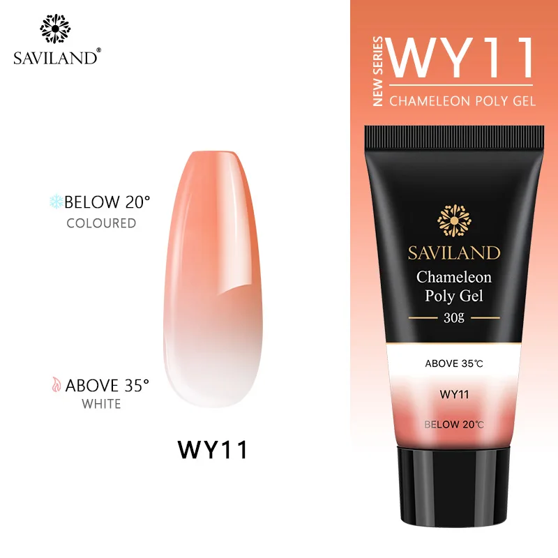30ml WY11 SAVILAND поли гель меняющий цвет 30 мл 15 мл термальный поли гель наращивание ногтей быстро желе кристалл УФ строительный гель для полировки дизайн - Цвет: 30ml WY11