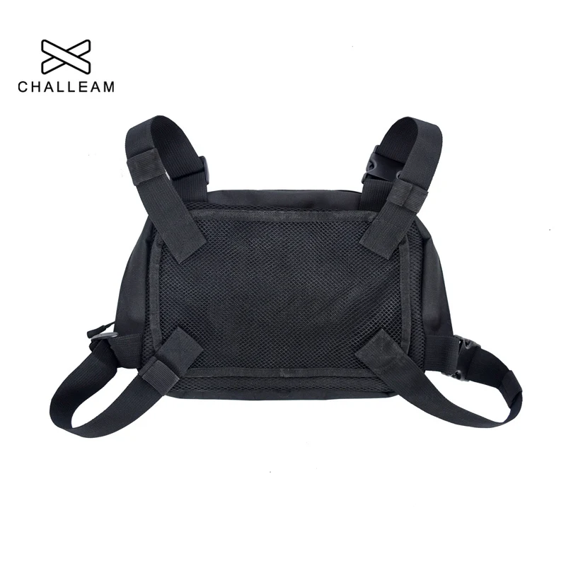 Черная Мужская нагрудная сумка регулируемая тактическая в стиле хип-хоп уличная
