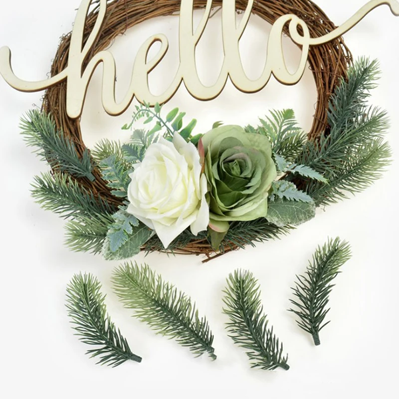 

20pcs Pine Grass Artificial Plastic Green Pine Plants Branches Wedding Home Party Decorations ChristmasTree Handcraft Accessorie