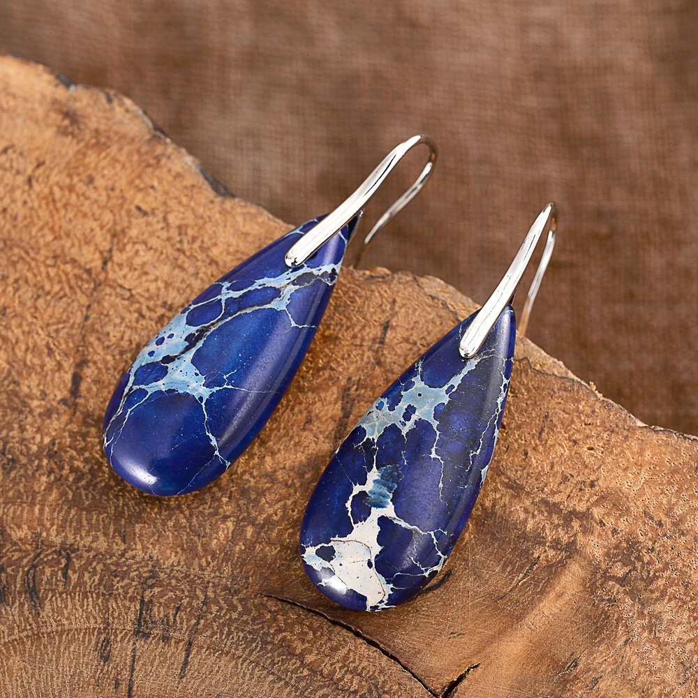 Twilight Imperial Jasper Teardrop Earrings in silver