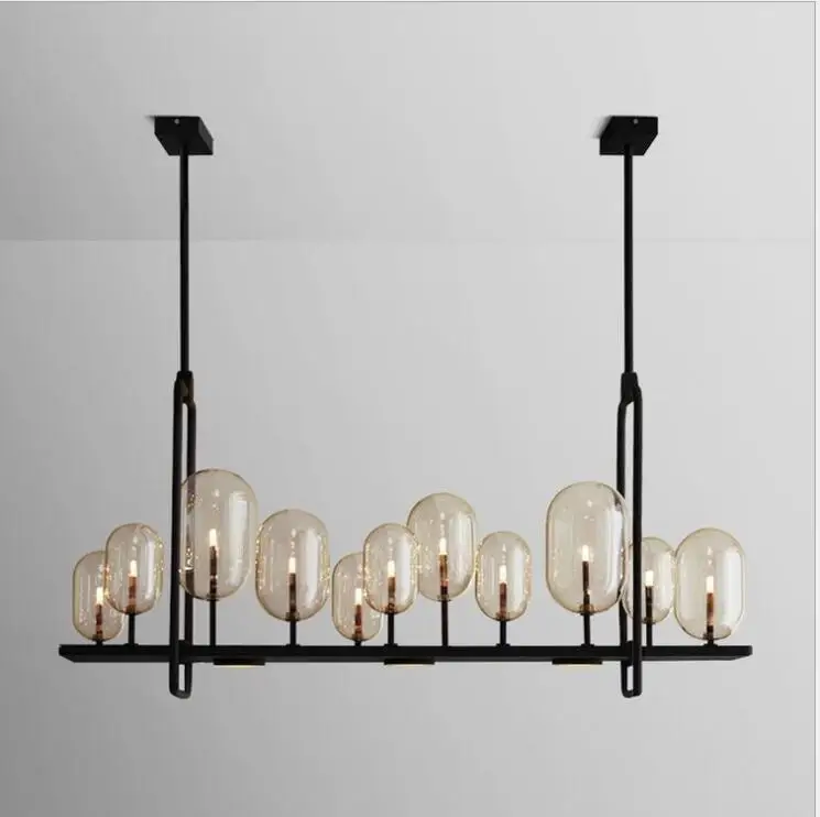 Современная люстра в скандинавском стиле креативная из янтарного стекла