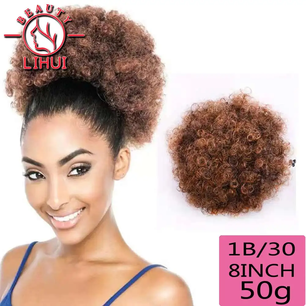 

Puff Afro Curly Ponytail Chignon Wig Drawstring Ponytail Short Afro Kinky Pony Tail Clip In on African Synthetic Hair Bun Pieces