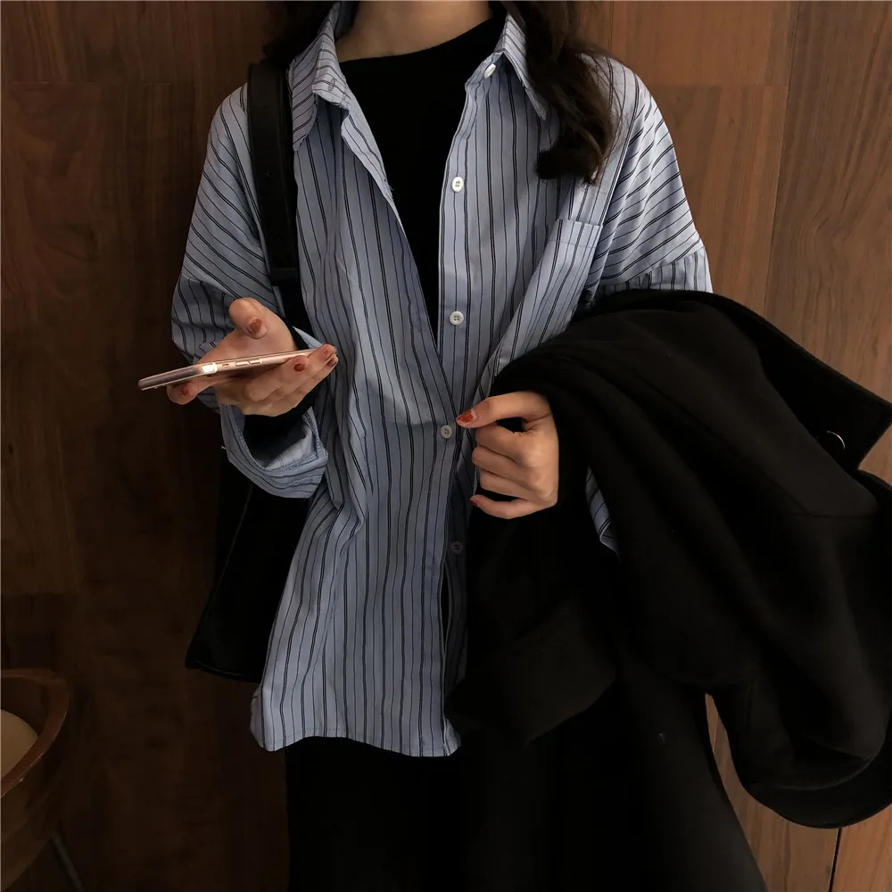 Новинка 2020 весенне-летняя винтажная полосатая рубашка HziriP женские офисные