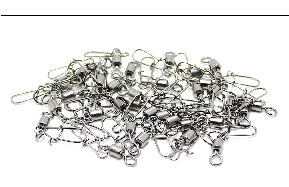 

20PCS pike fishing accessories Horoscope Connector Pin Bearing Rolling Swivel Stainless Steel Snap Fishhook Lure Swivels Tackle