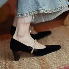 2020 Новое Женское платье; Женские туфли-лодочки из флока с острым носком на высоком каблуке Мэри Джейн шнурок для обуви с бисером женские туфли-лодочки, женские туфли с бантом с жемчугом; zapatos mujer 8920N