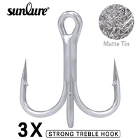 sunlure 50pcs saltwater fishing hook matte tin high carbon steel 3x treble hooks 20 10 1 2 4 6 8 high strength hooks