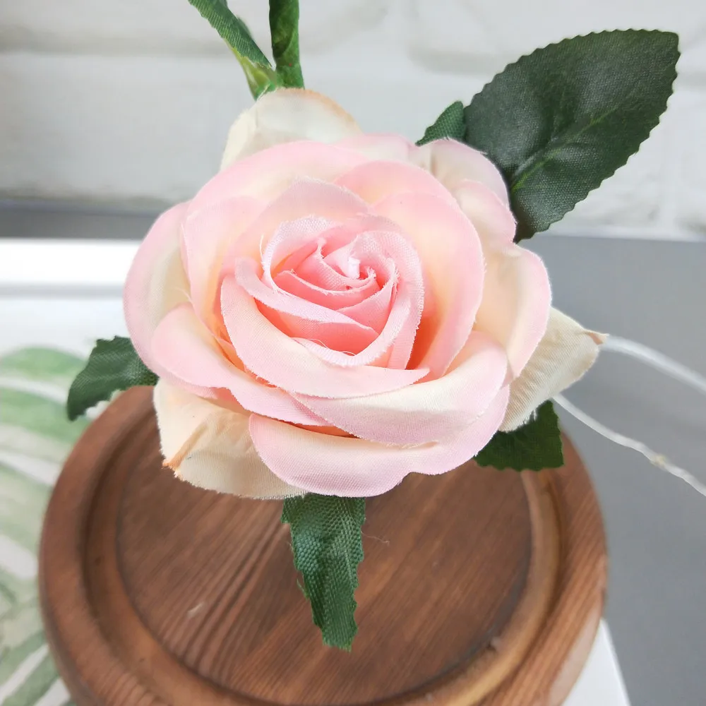 

Romantic Immortal Flower Micro Landscape Rose Simulation Glass Shade Led Llight valentine's gift wedding party indoor