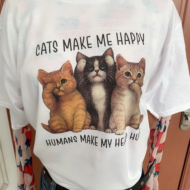 Футболка женская оверсайз с коротким рукавом милая уличная одежда рисунком