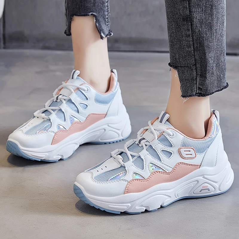 

High Quality Women's Sneakers Women Thick Bottom Daddy Shoe Fashion Vulcanized Shoes Comfortable Breathable Women Casual Shoes