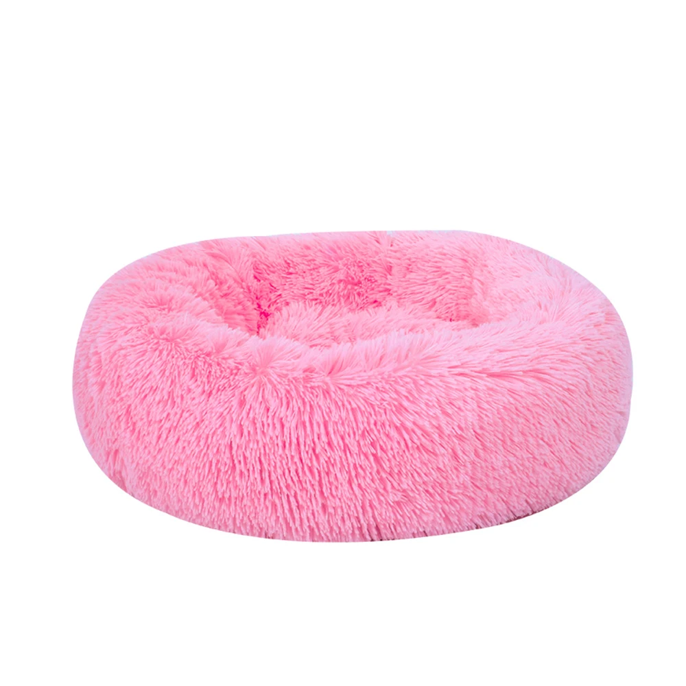Pink Плюшевая домашняя Собака Щенок теплая спальная кровать круглый домик для собаки мягкий плюшевый домик для питомца зимний коврик для питомца собаки кошки Подушка для сна S/M/L - Цвет: Pink
