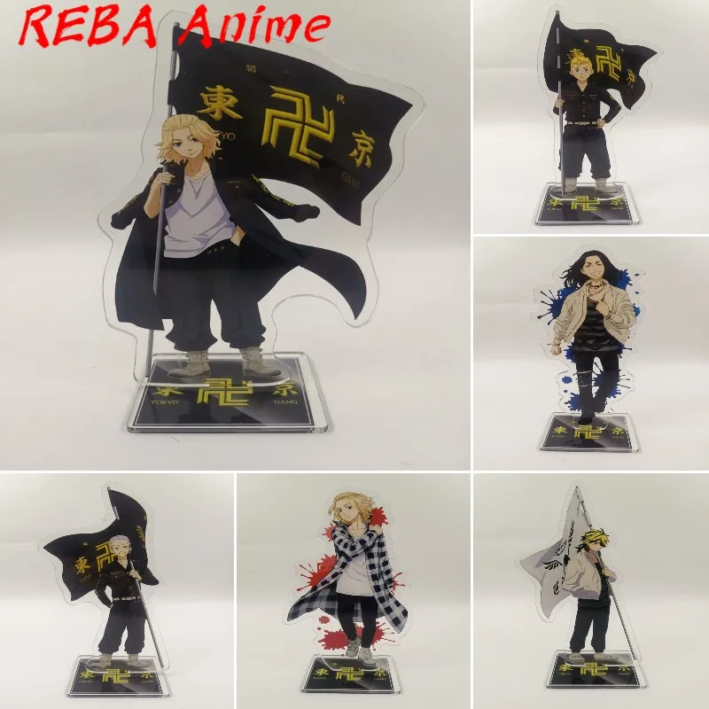 

Anime Tokyo Revengers Laser Acrylic Action Figure Manjiro Ken Takemichi Hinata Atsushi Double-sided Stand Model Toy Gift