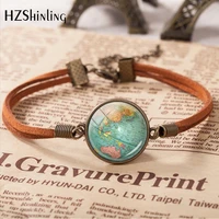2020 hot sale world mother vintage leather bracelet planet earth world globe map bracelets art accessories