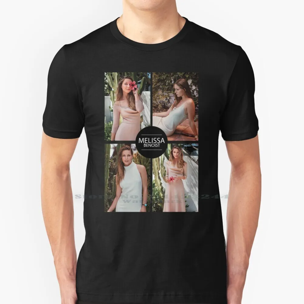 Мелисса Беноист квадраты (черный фон) Футболка 100% чистый хлопок Кара Зур El Алекс