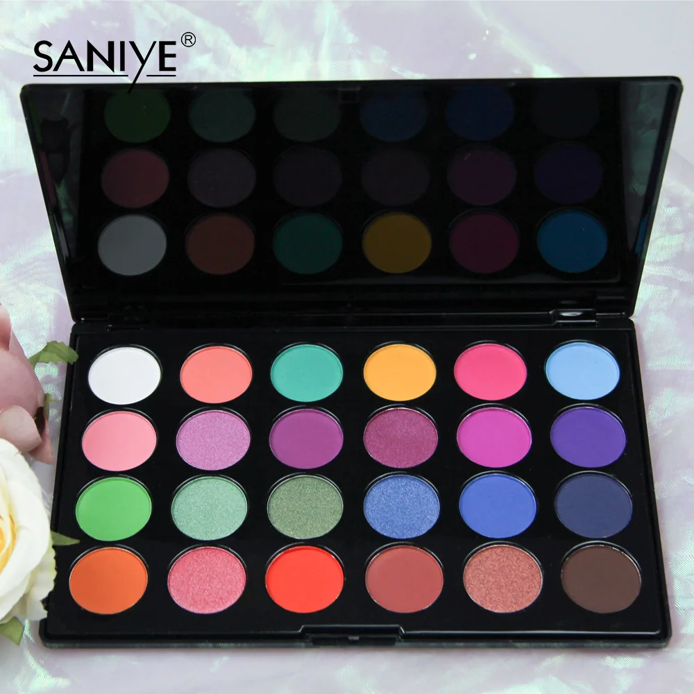 SANIYE 24 цвета матовые тени для век power Shimmer Make Up Тени Pallete paleta de sombra E2411 |