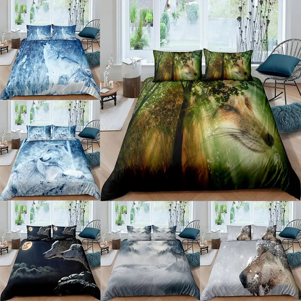 

Cool Wolf Comforter Cover Boy Man Duvet Cover 3D Printing Bedding Set Pillowcase Single Double Queen King Size 2/3pcs Bedclothes