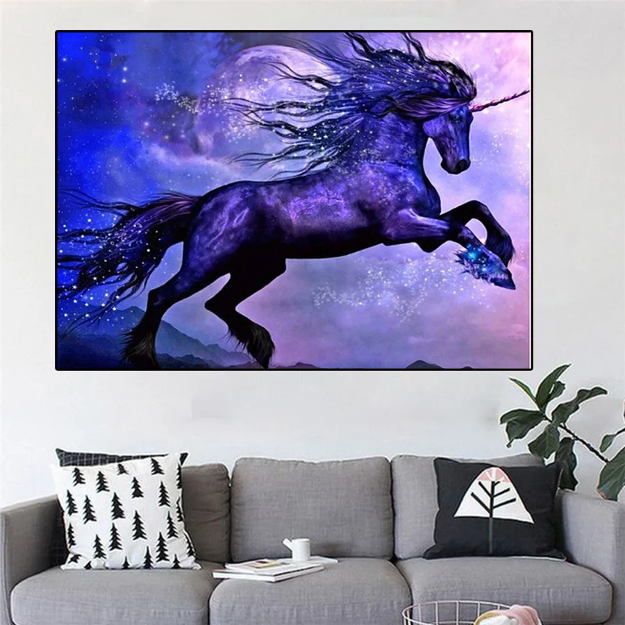 Единорог квадратные камни алмазная вышивка с животными 5D картина Алмазная