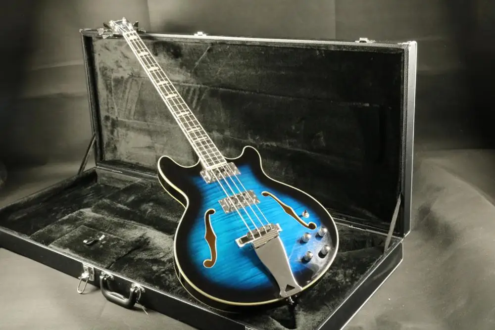 Качественный полый корпус 4 струны электрогитары Гитара пламенный клен верхний