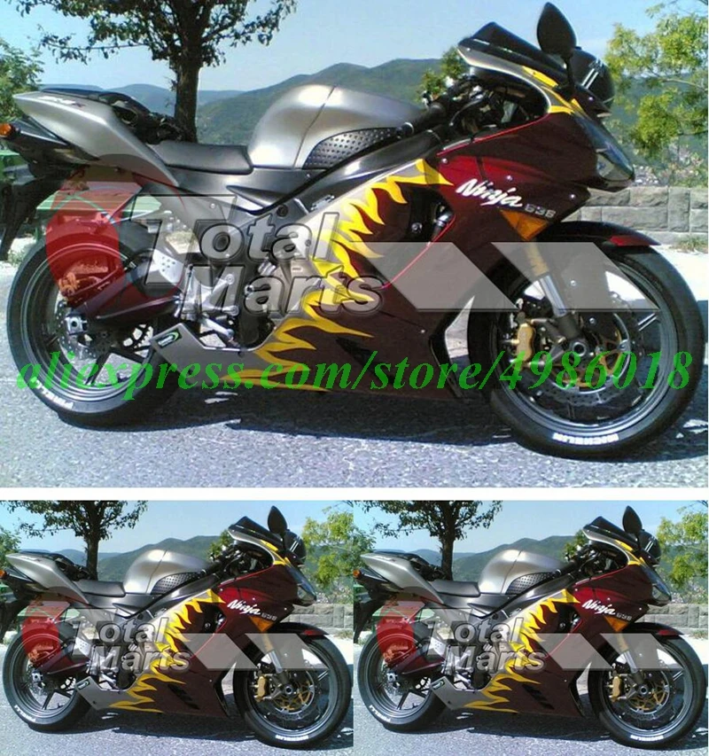 

New ABS Motorcycle Whole Fairings Kit Fit for kawasaki Ninja ZX6R 636 2005 2006 05 06 6R ZX-6R Bodywork set red yellow