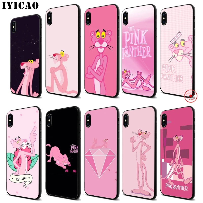 IYICAO Розовая пантера мягкий черный силиконовый чехол для iPhone 11 Pro Xr Xs Max X или 10 8 7 6 6S