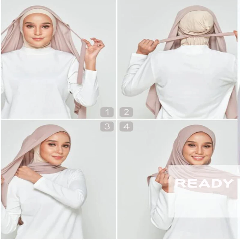 

2022 Ladies Pure Color Chiffon Scarf Pure Color Rope Convenient Banding Headscarf Super Soft Plain Muslim Scarf Headscarf
