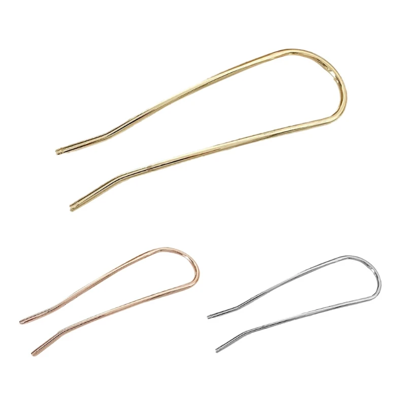 

Metal U Shape Hair Stick Fork Clip Alloy Simple Alloy Silver Gold-Plated 2 Prong Updo Chignon Pin Bun Holder