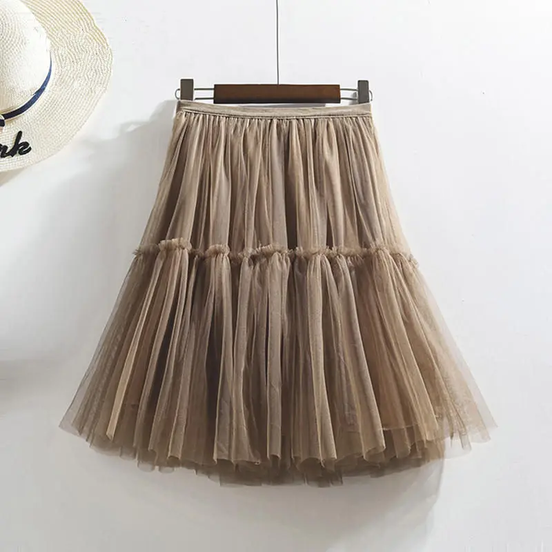 Весенне летние юбки Женская сетчатая юбка в складку женская повседневная